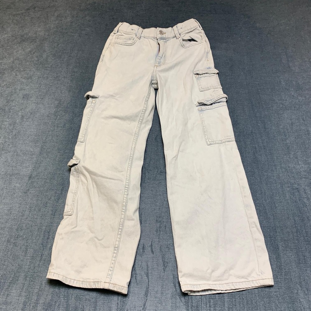 H&M Cargo Jeans Womens 12 25x25 Blue Denim Low Waist Mid Rise Straight Outdoor